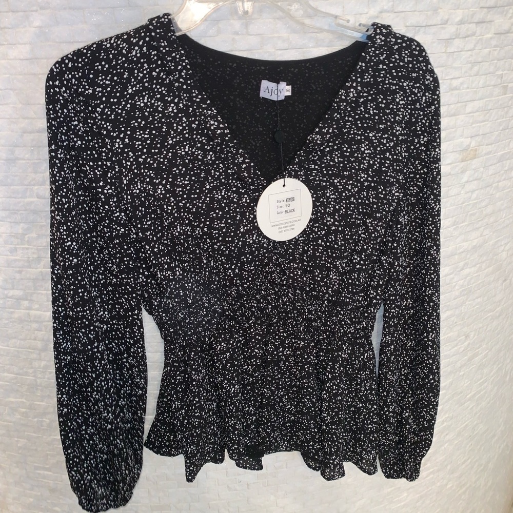 Black and white polka dot long sleeve